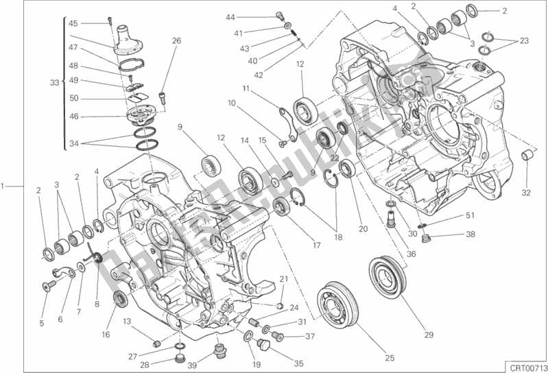 All parts for the Complete Half-crankcases Pair of the Ducati Scrambler Sixty2 Thailand 400 2018